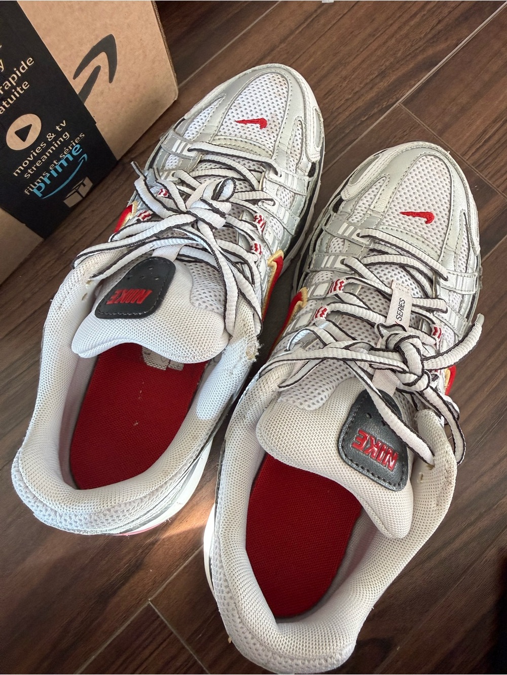 Nike White and Silver Running Sneakers